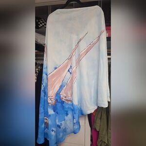 Elegant Blue and White Sail Away Women's Beach Cover up